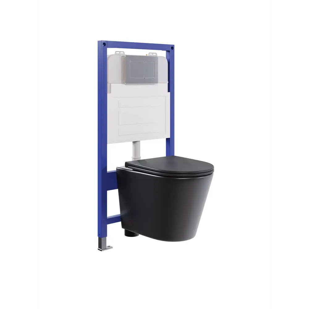 Фото 11 Комплект инсталляция с унитазом и кнопкой 3 в 1 Watersense W00582 инсталляция безободковый подвесной унитаз Rita черный матовый кнопка нержавеющая сталь Фото 11 Комплект инсталляция с унитазом и кнопкой 3 в 1 Watersense W00582 инсталляция безободковый подвесной унитаз Rita черный матовый кнопка нержавеющая сталь