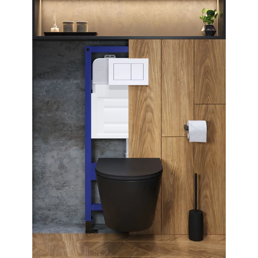 Фото 8 Комплект инсталляция с унитазом и кнопкой 3 в 1 Watersense W00605 инсталляция безободковый подвесной унитаз Milana S черный матовый кнопка белая Фото 8 Комплект инсталляция с унитазом и кнопкой 3 в 1 Watersense W00605 инсталляция безободковый подвесной унитаз Milana S черный матовый кнопка белая