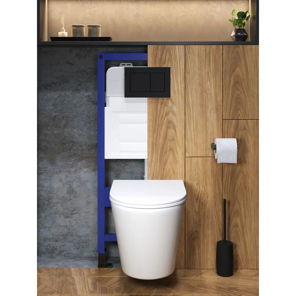 Фото 8 Комплект инсталляция с унитазом и кнопкой 3 в 1 Watersense W00623 инсталляция безободковый подвесной унитаз Rita кнопка черная Фото 8 Комплект инсталляция с унитазом и кнопкой 3 в 1 Watersense W00623 инсталляция безободковый подвесной унитаз Rita кнопка черная