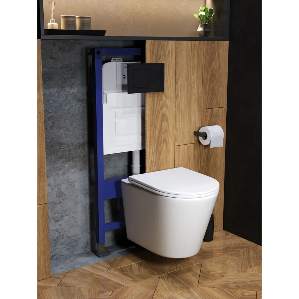 Фото 7 Комплект инсталляция с унитазом и кнопкой 3 в 1 Watersense W00623 инсталляция безободковый подвесной унитаз Rita кнопка черная Фото 7 Комплект инсталляция с унитазом и кнопкой 3 в 1 Watersense W00623 инсталляция безободковый подвесной унитаз Rita кнопка черная
