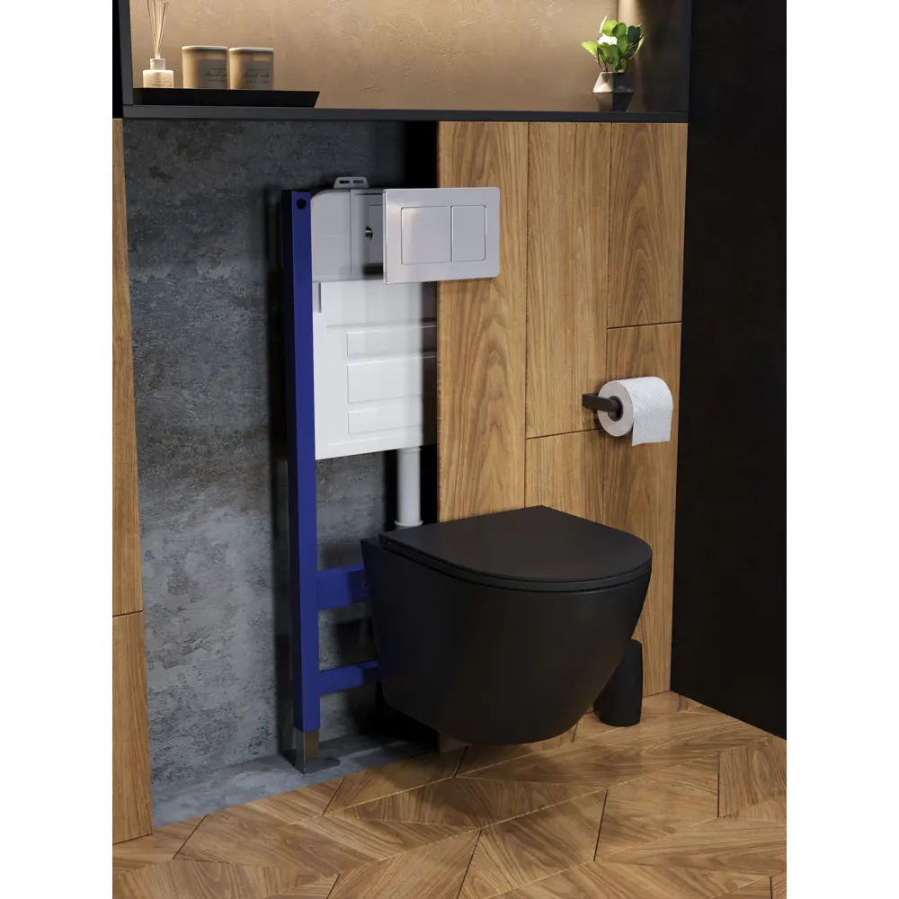 Фото 7 Комплект инсталляция с унитазом и кнопкой 3 в 1 Watersense W00633 инсталляция безободковый подвесной унитаз Milana S черный матовый кнопка нержавеющая сталь Фото 7 Комплект инсталляция с унитазом и кнопкой 3 в 1 Watersense W00633 инсталляция безободковый подвесной унитаз Milana S черный матовый кнопка нержавеющая сталь