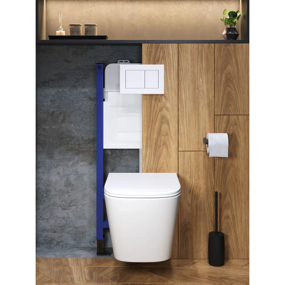 Фото 8 Комплект инсталляция с унитазом и кнопкой 3 в 1 Watersense W00667 инсталляция безободковый подвесной унитаз Camila кнопка белая Фото 8 Комплект инсталляция с унитазом и кнопкой 3 в 1 Watersense W00667 инсталляция безободковый подвесной унитаз Camila кнопка белая