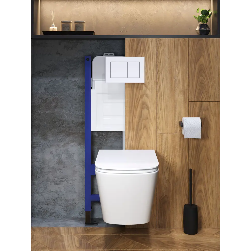 Фото 8 Комплект инсталляция с унитазом и кнопкой 3 в 1 Watersense W00669 инсталляция безободковый подвесной унитаз Milana Pro кнопка белая Фото 8 Комплект инсталляция с унитазом и кнопкой 3 в 1 Watersense W00669 инсталляция безободковый подвесной унитаз Milana Pro кнопка белая