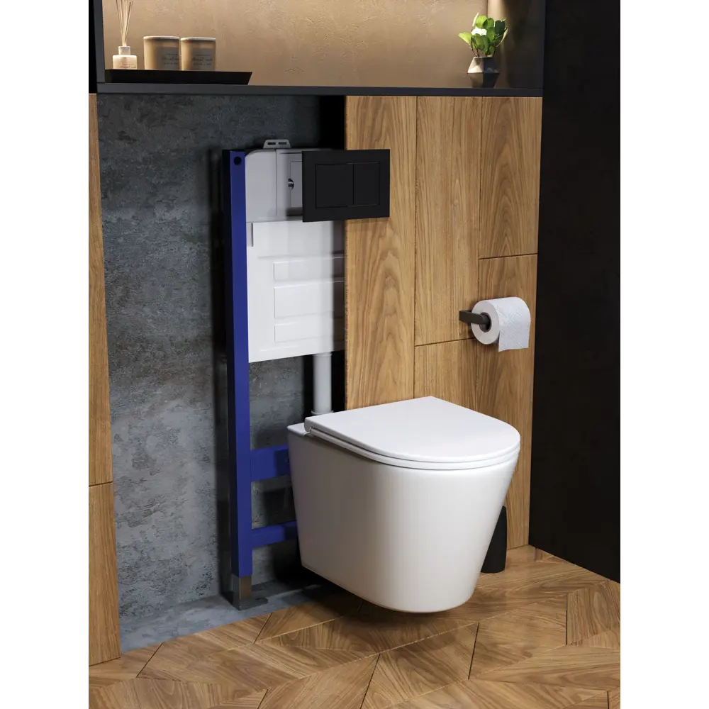 Фото 7 Комплект инсталляция с унитазом и кнопкой 3 в 1 Watersense W00679 инсталляция безободковый подвесной унитаз Rita кнопка черная Фото 7 Комплект инсталляция с унитазом и кнопкой 3 в 1 Watersense W00679 инсталляция безободковый подвесной унитаз Rita кнопка черная