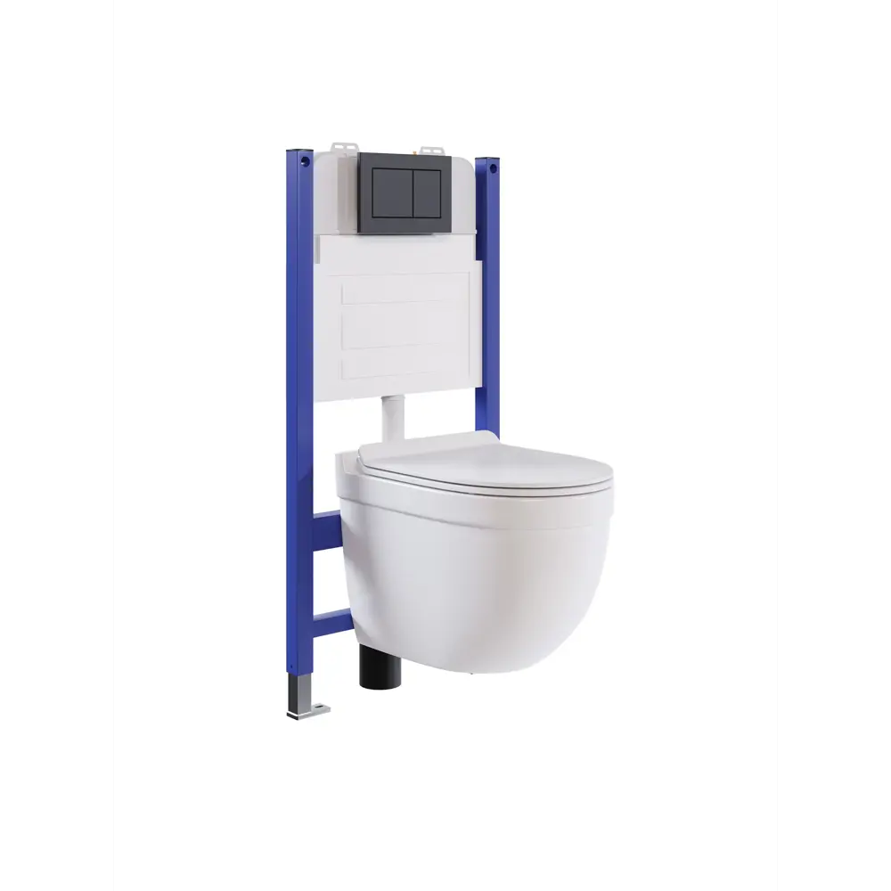 Фото 11 Комплект инсталляция с унитазом и кнопкой 3 в 1 Watersense W00681 инсталляция безободковый подвесной унитаз Camila кнопка черная Фото 11 Комплект инсталляция с унитазом и кнопкой 3 в 1 Watersense W00681 инсталляция безободковый подвесной унитаз Camila кнопка черная