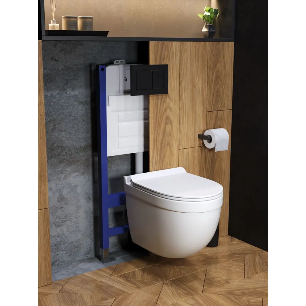 Фото 7 Комплект инсталляция с унитазом и кнопкой 3 в 1 Watersense W00681 инсталляция безободковый подвесной унитаз Camila кнопка черная Фото 7 Комплект инсталляция с унитазом и кнопкой 3 в 1 Watersense W00681 инсталляция безободковый подвесной унитаз Camila кнопка черная