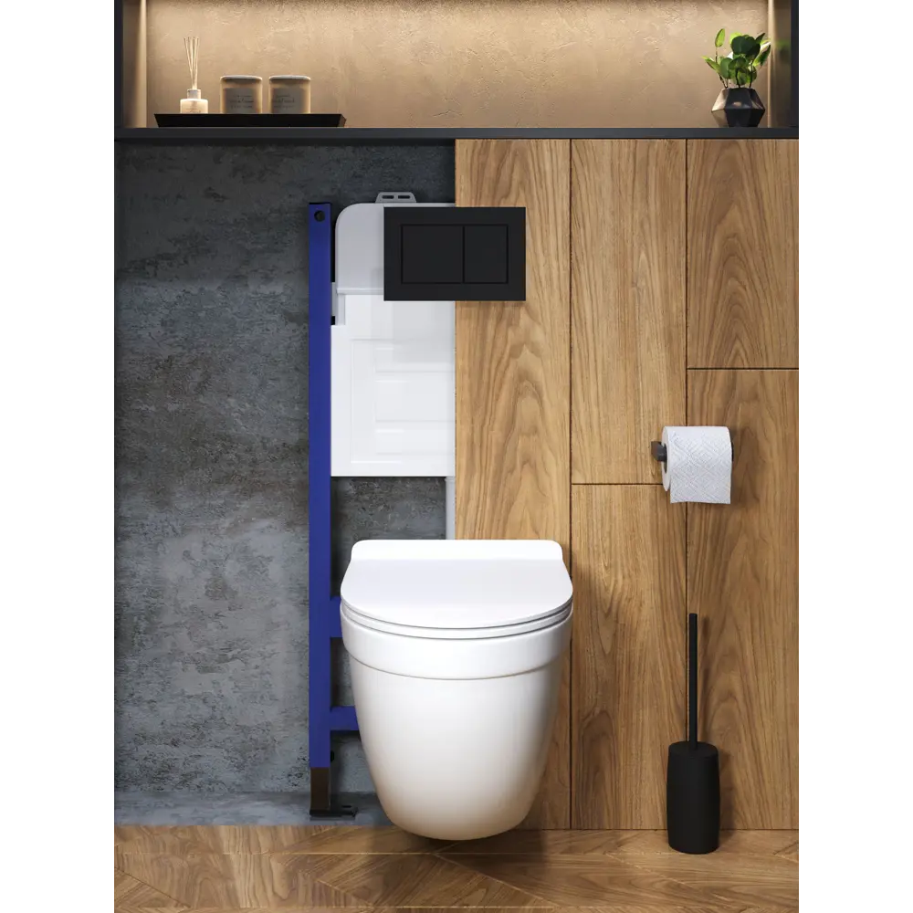 Фото 8 Комплект инсталляция с унитазом и кнопкой 3 в 1 Watersense W00681 инсталляция безободковый подвесной унитаз Camila кнопка черная Фото 8 Комплект инсталляция с унитазом и кнопкой 3 в 1 Watersense W00681 инсталляция безободковый подвесной унитаз Camila кнопка черная