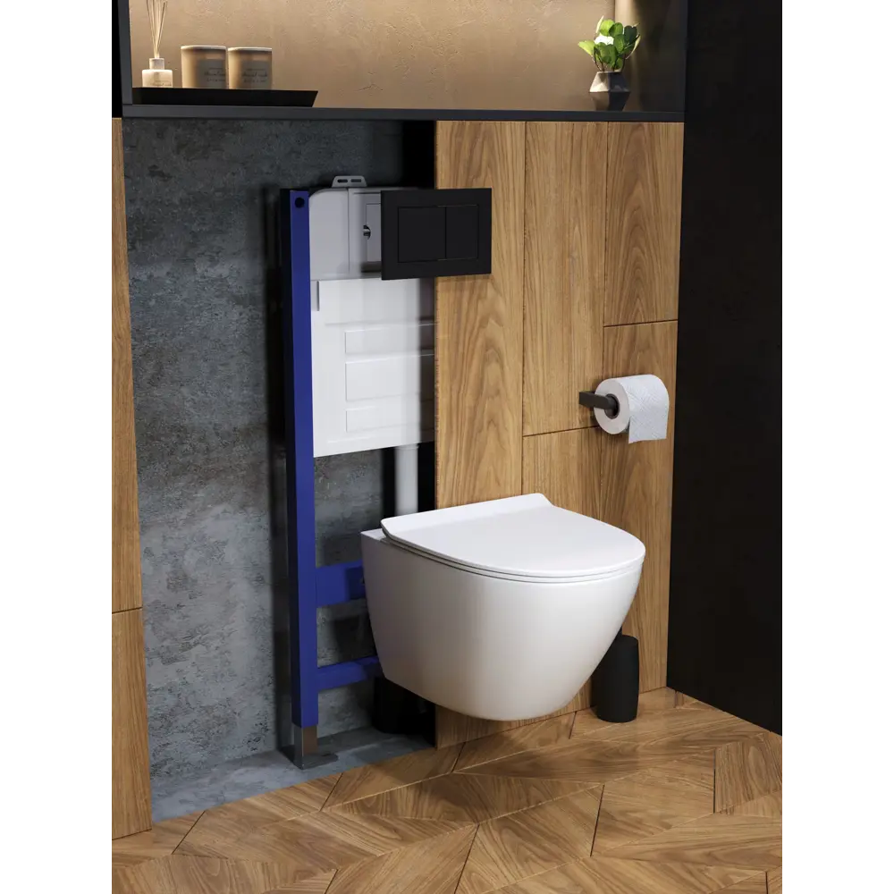 Фото 7 Комплект инсталляция с унитазом и кнопкой 3 в 1 Watersense W00684 инсталляция безободковый подвесной унитаз Milana Pro Vortex кнопка черная Фото 7 Комплект инсталляция с унитазом и кнопкой 3 в 1 Watersense W00684 инсталляция безободковый подвесной унитаз Milana Pro Vortex кнопка черная