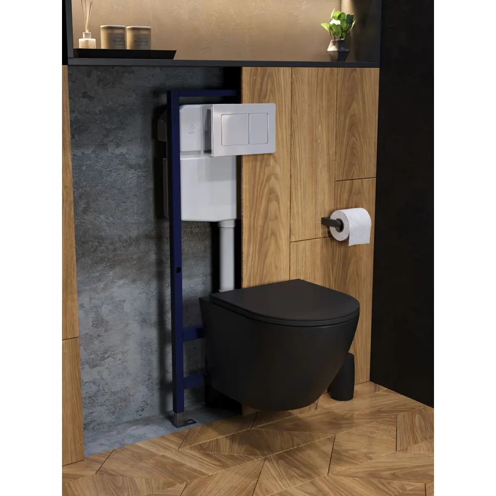 Фото 7 Комплект инсталляция с унитазом и кнопкой 3 в 1 Watersense W00689 инсталляция безободковый подвесной унитаз Milana S черный матовый кнопка нержавеющая сталь Фото 7 Комплект инсталляция с унитазом и кнопкой 3 в 1 Watersense W00689 инсталляция безободковый подвесной унитаз Milana S черный матовый кнопка нержавеющая сталь