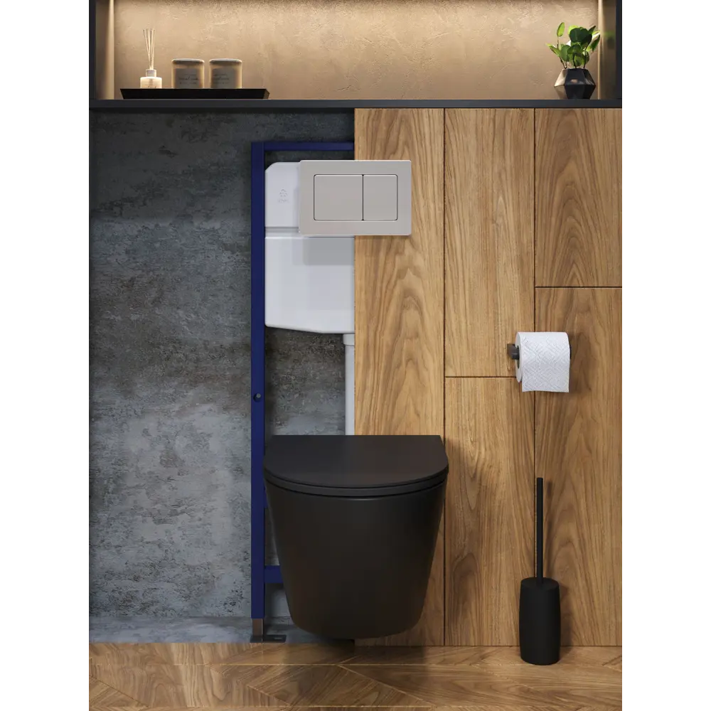 Фото 8 Комплект инсталляция с унитазом и кнопкой 3 в 1 Watersense W00689 инсталляция безободковый подвесной унитаз Milana S черный матовый кнопка нержавеющая сталь Фото 8 Комплект инсталляция с унитазом и кнопкой 3 в 1 Watersense W00689 инсталляция безободковый подвесной унитаз Milana S черный матовый кнопка нержавеющая сталь