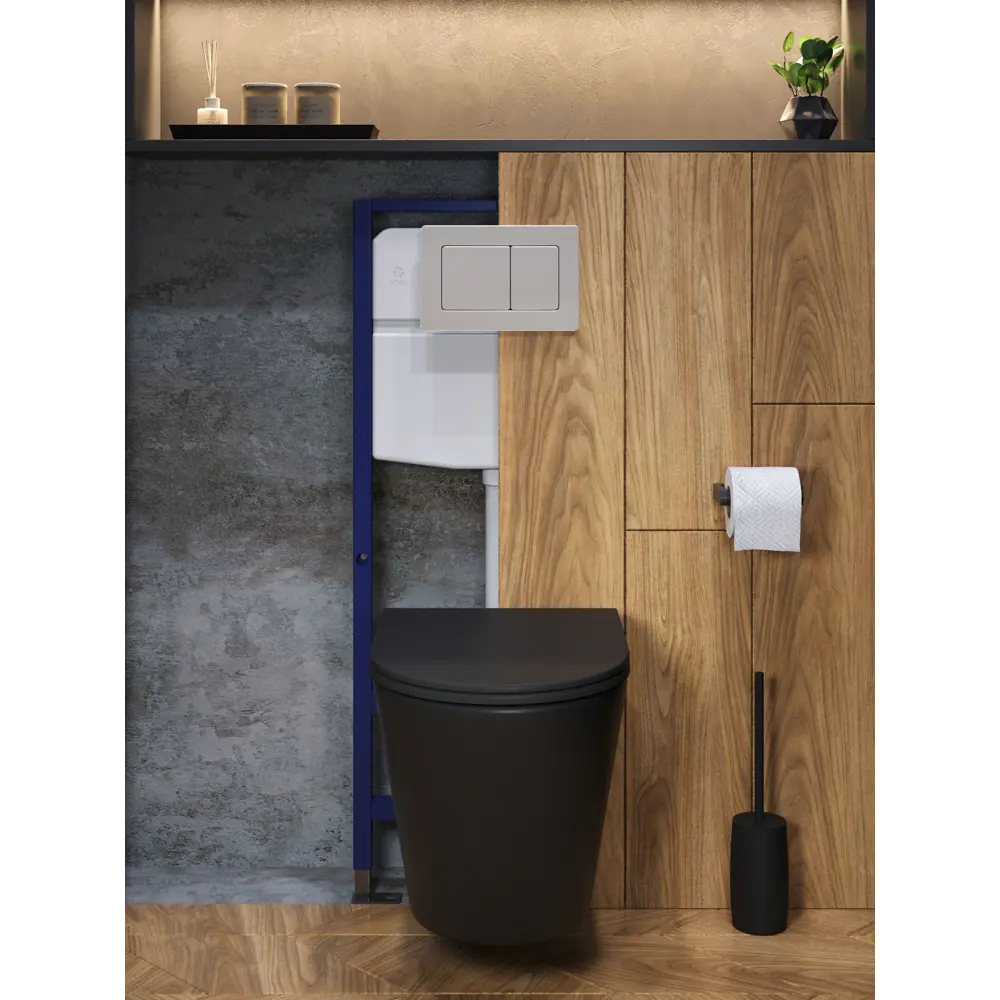 Фото 8 Комплект инсталляция с унитазом и кнопкой 3 в 1 Watersense W00694 инсталляция безободковый подвесной унитаз Rita черный матовый кнопка нержавеющая сталь Фото 8 Комплект инсталляция с унитазом и кнопкой 3 в 1 Watersense W00694 инсталляция безободковый подвесной унитаз Rita черный матовый кнопка нержавеющая сталь