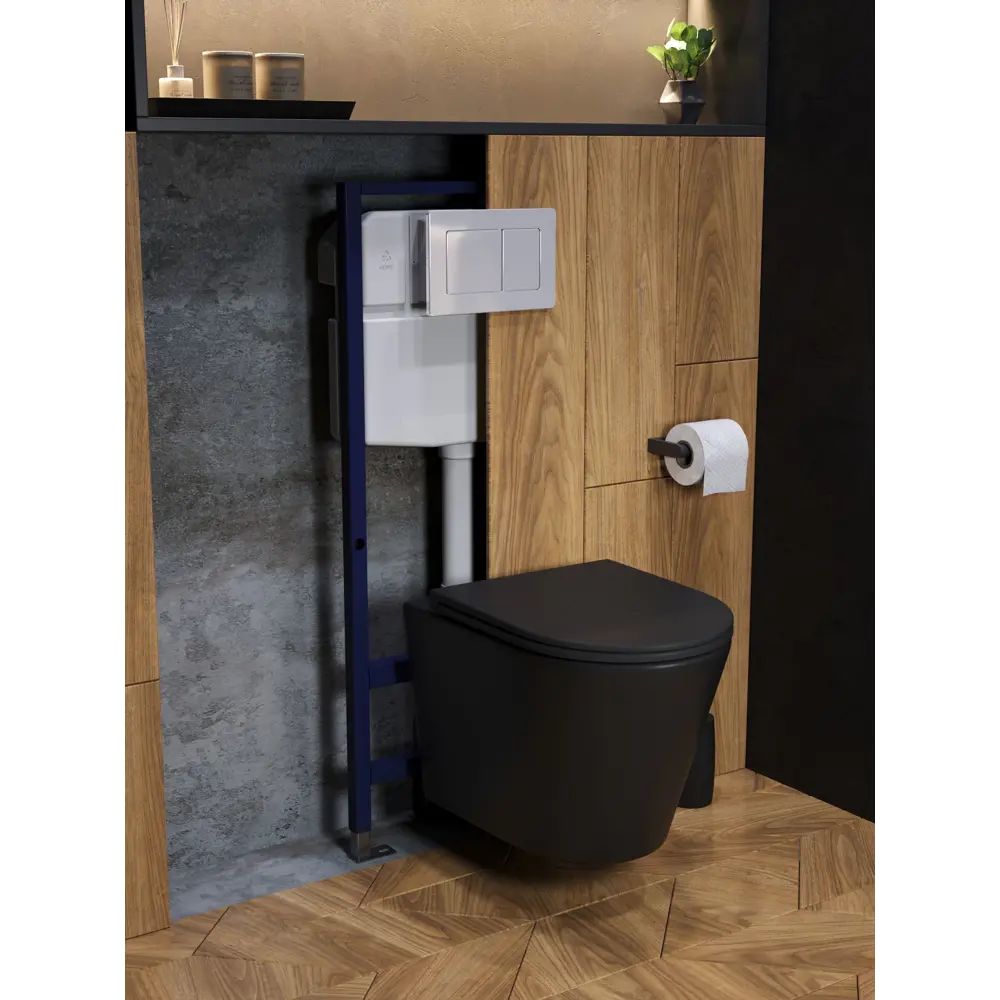 Фото 7 Комплект инсталляция с унитазом и кнопкой 3 в 1 Watersense W00694 инсталляция безободковый подвесной унитаз Rita черный матовый кнопка нержавеющая сталь Фото 7 Комплект инсталляция с унитазом и кнопкой 3 в 1 Watersense W00694 инсталляция безободковый подвесной унитаз Rita черный матовый кнопка нержавеющая сталь