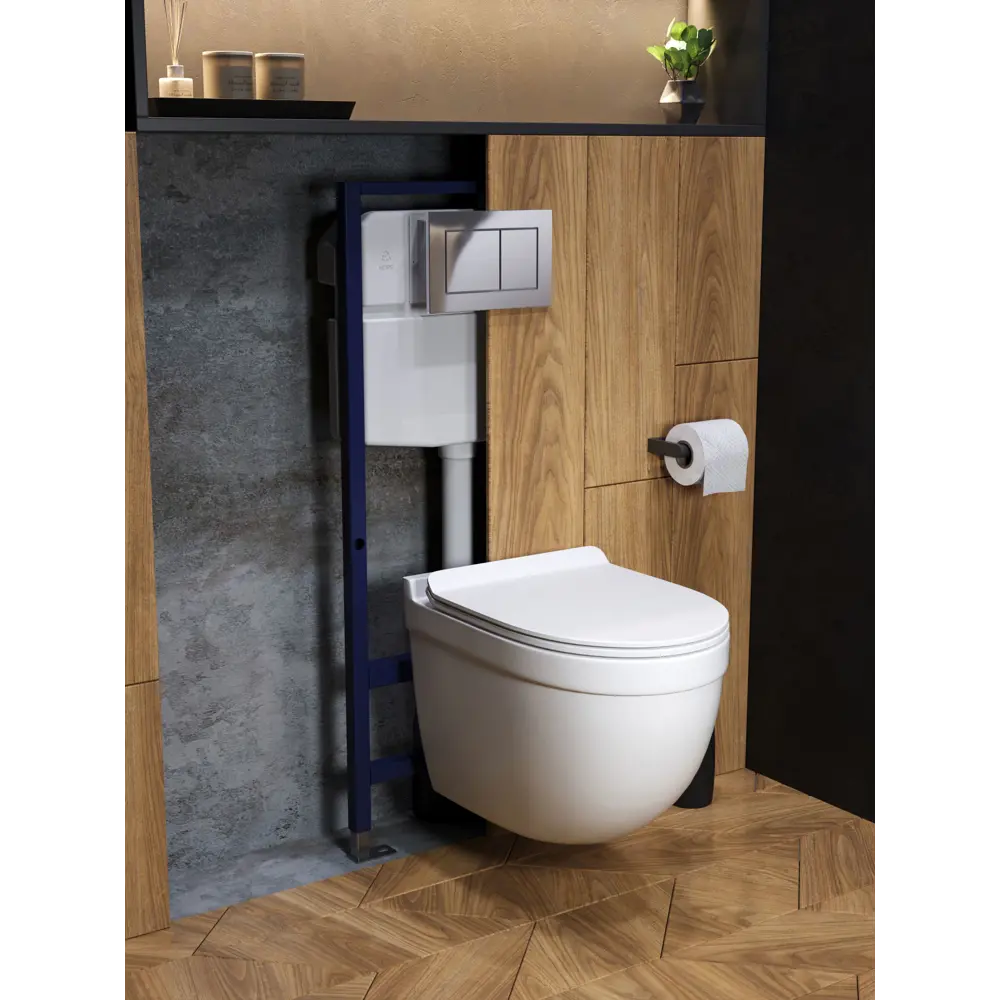 Фото 7 Комплект инсталляция с унитазом и кнопкой 3 в 1 Watersense W00709 инсталляция безободковый подвесной унитаз Camila кнопка хром Фото 7 Комплект инсталляция с унитазом и кнопкой 3 в 1 Watersense W00709 инсталляция безободковый подвесной унитаз Camila кнопка хром