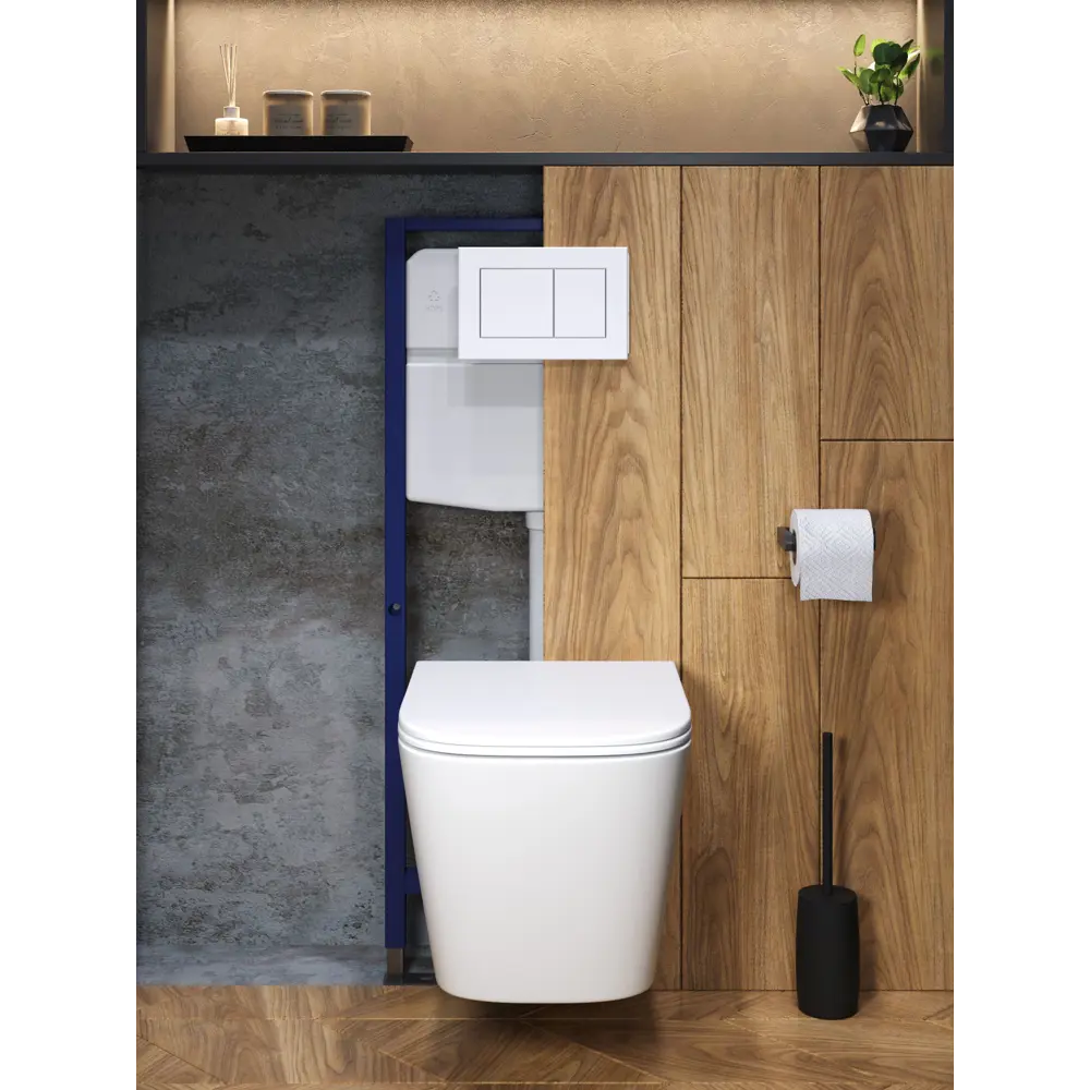 Фото 8 Комплект инсталляция с унитазом и кнопкой 3 в 1 Watersense W00718 инсталляция безободковый подвесной унитаз Eva S кнопка белая Фото 8 Комплект инсталляция с унитазом и кнопкой 3 в 1 Watersense W00718 инсталляция безободковый подвесной унитаз Eva S кнопка белая
