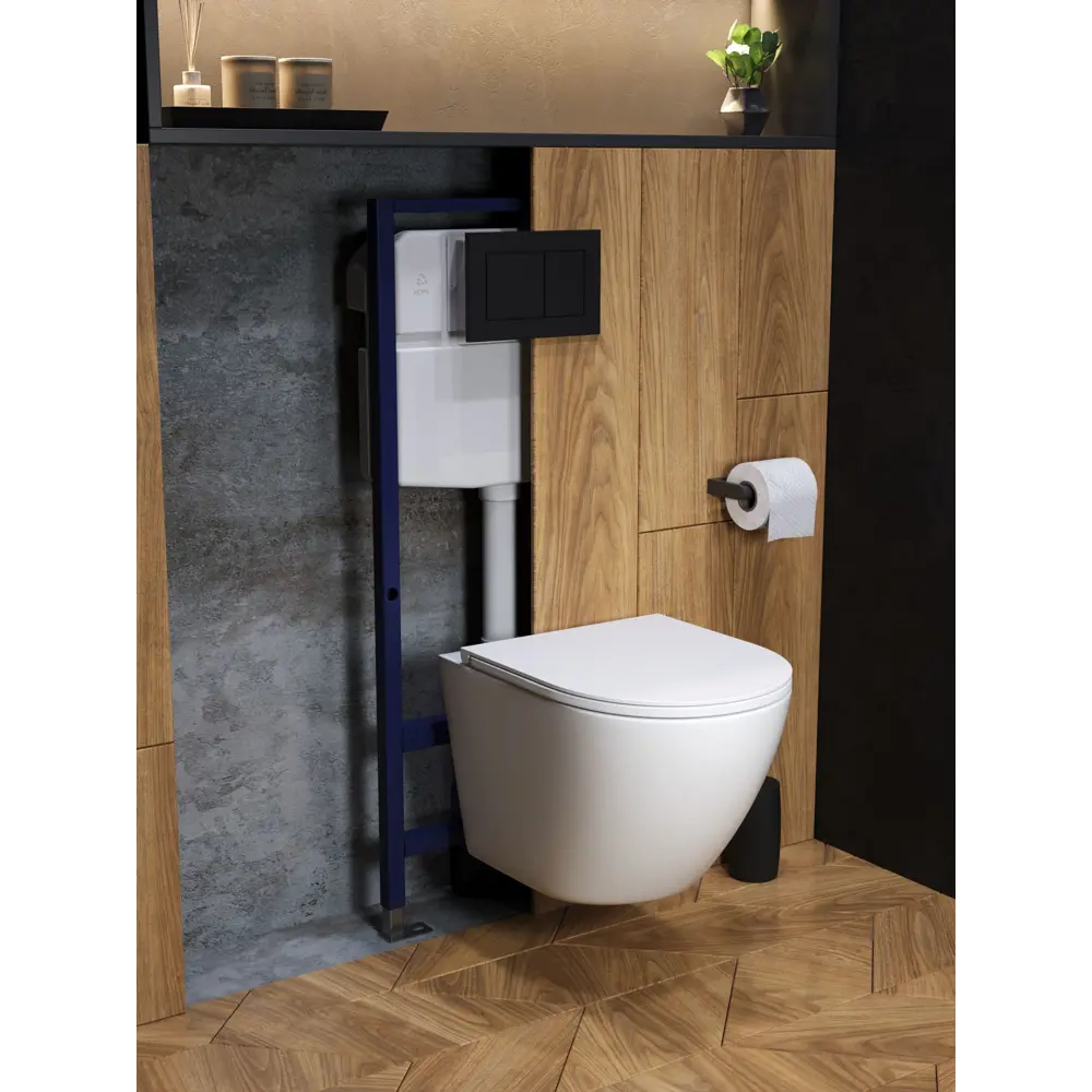 Фото 7 Комплект инсталляция с унитазом и кнопкой 3 в 1 Watersense W00729 инсталляция безободковый подвесной унитаз Milana S кнопка черная Фото 7 Комплект инсталляция с унитазом и кнопкой 3 в 1 Watersense W00729 инсталляция безободковый подвесной унитаз Milana S кнопка черная