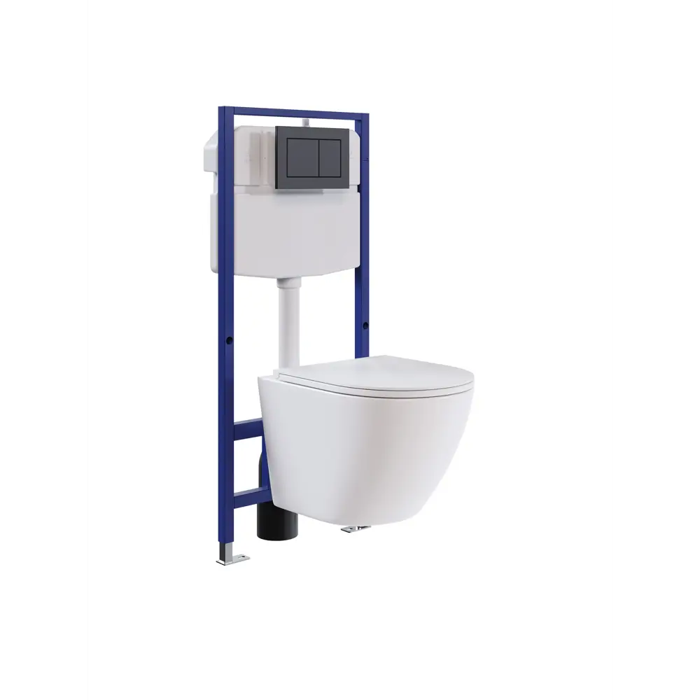 Фото 11 Комплект инсталляция с унитазом и кнопкой 3 в 1 Watersense W00729 инсталляция безободковый подвесной унитаз Milana S кнопка черная Фото 11 Комплект инсталляция с унитазом и кнопкой 3 в 1 Watersense W00729 инсталляция безободковый подвесной унитаз Milana S кнопка черная