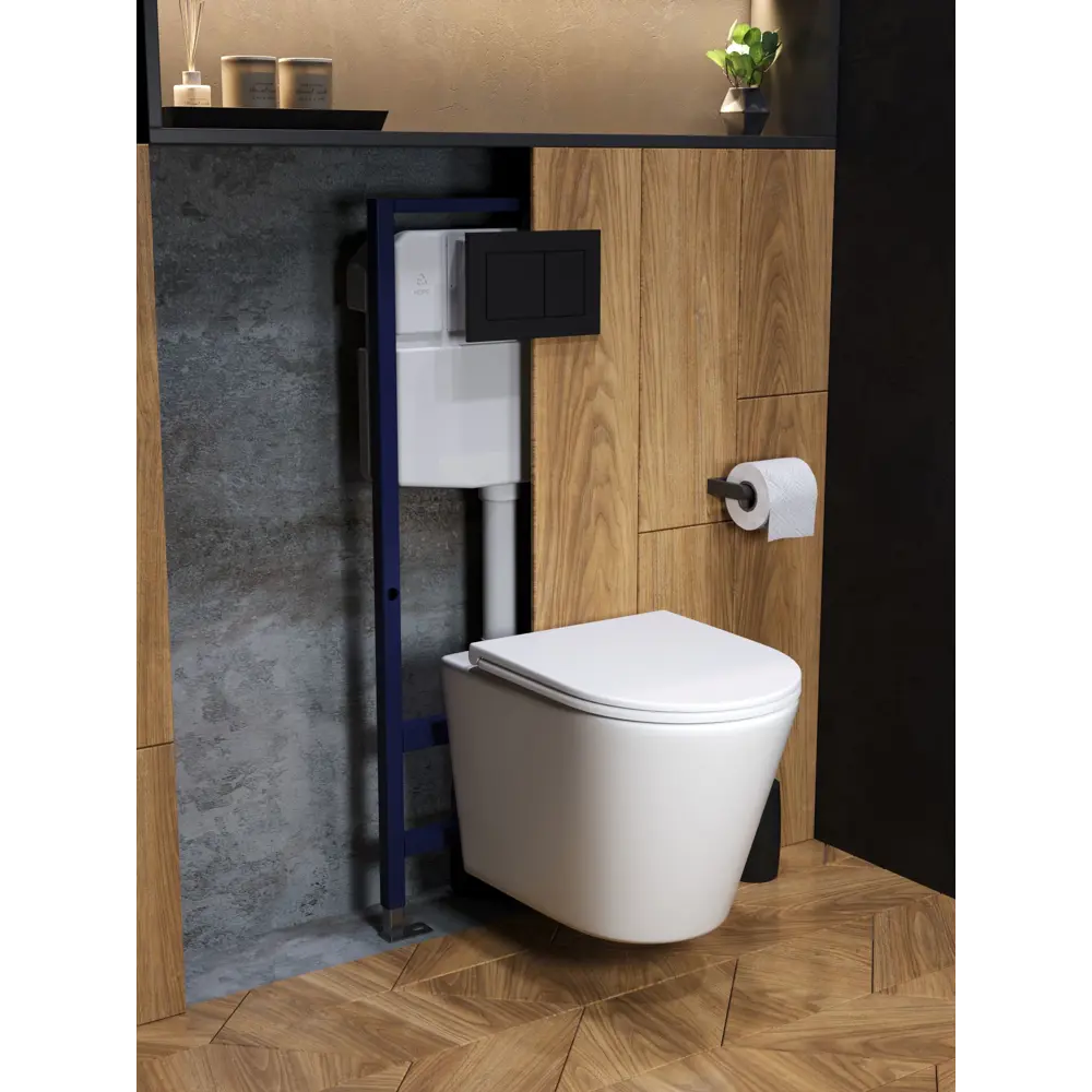 Фото 7 Комплект инсталляция с унитазом и кнопкой 3 в 1 Watersense W00735 инсталляция безободковый подвесной унитаз Rita кнопка черная Фото 7 Комплект инсталляция с унитазом и кнопкой 3 в 1 Watersense W00735 инсталляция безободковый подвесной унитаз Rita кнопка черная