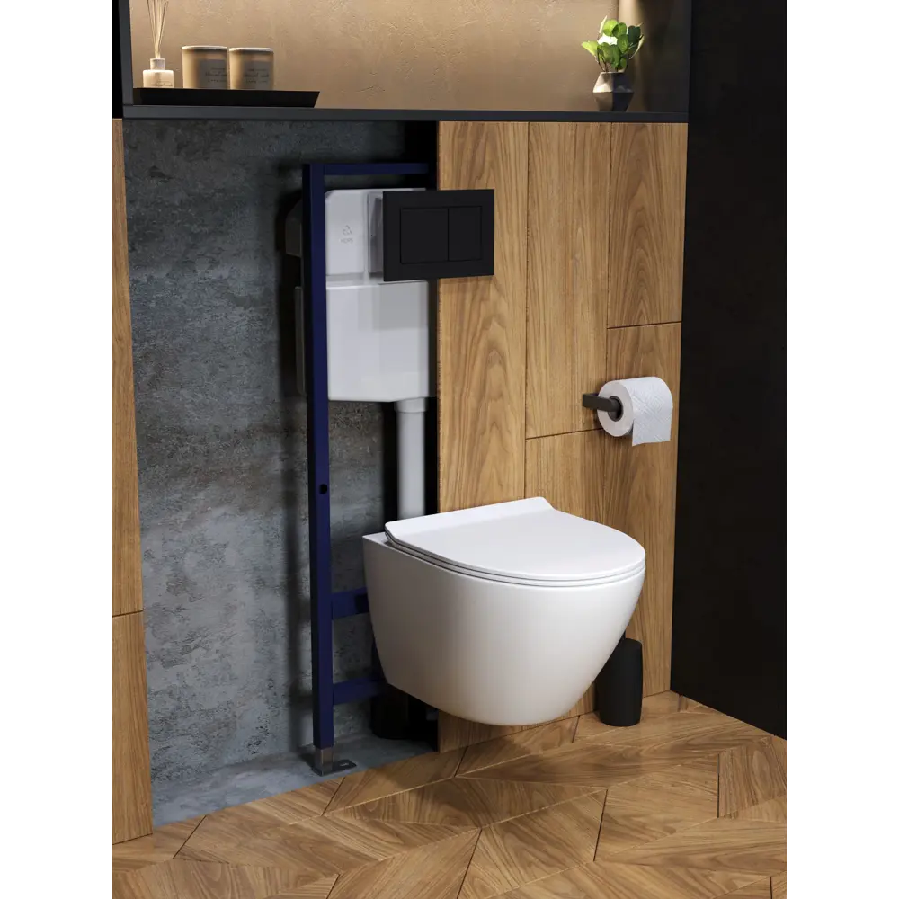 Фото 7 Комплект инсталляция с унитазом и кнопкой 3 в 1 Watersense W00739 инсталляция безободковый подвесной унитаз Milana Pro кнопка черная Фото 7 Комплект инсталляция с унитазом и кнопкой 3 в 1 Watersense W00739 инсталляция безободковый подвесной унитаз Milana Pro кнопка черная