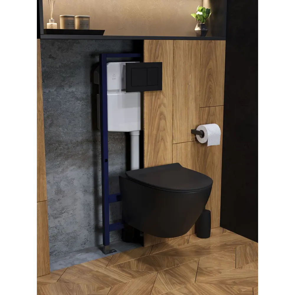 Фото 7 Комплект инсталляция с унитазом и кнопкой 3 в 1 Watersense W00741 инсталляция безободковый подвесной унитаз Milana Pro Vortex черный матовый кнопка черная Фото 7 Комплект инсталляция с унитазом и кнопкой 3 в 1 Watersense W00741 инсталляция безободковый подвесной унитаз Milana Pro Vortex черный матовый кнопка черная