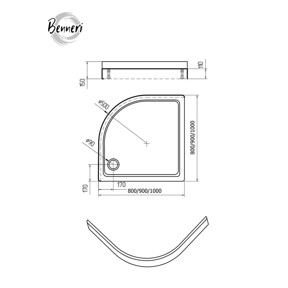 Фото 6 Душевой поддон Benneri 80x80 BE.HR.80x80 цвет белый Фото 6 Душевой поддон Benneri 80x80 BE.HR.80x80 цвет белый