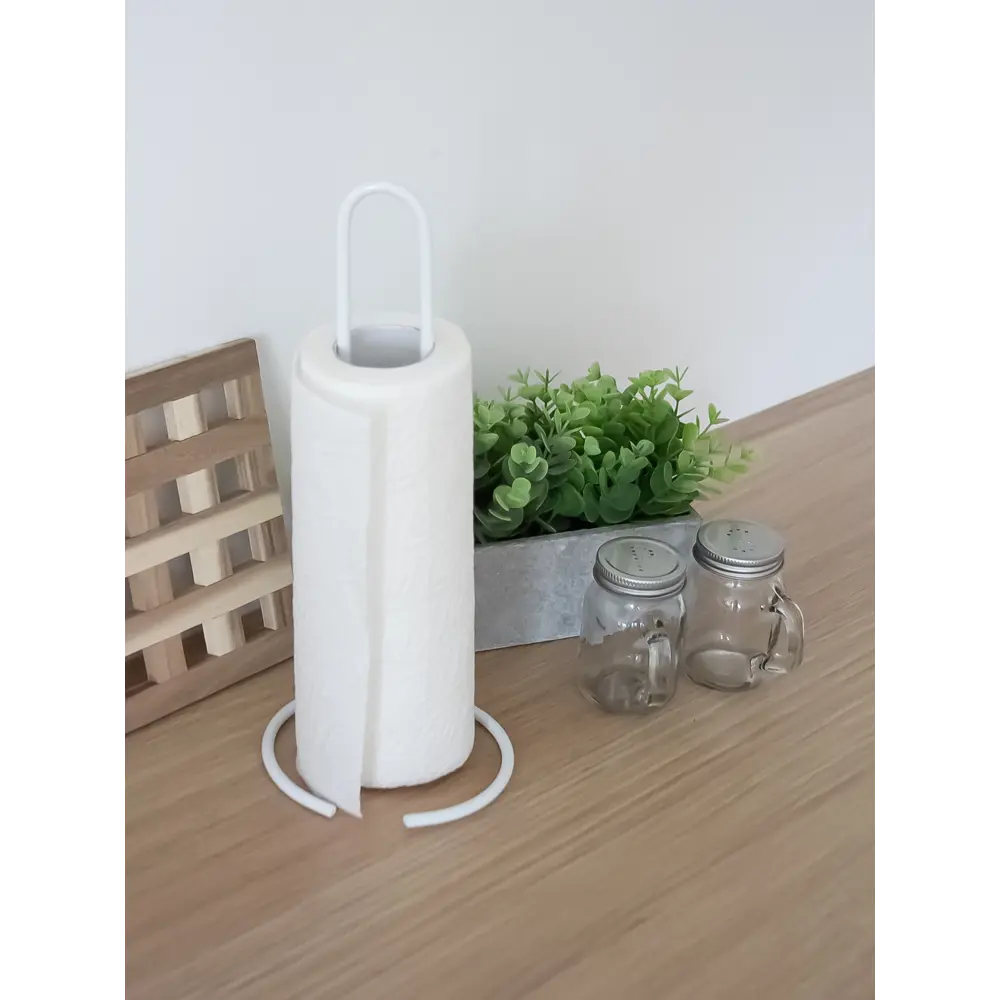 Фото 2 Держатель для кухонных бумажных полотенец KONSENSA 30 см сталь цвет белый