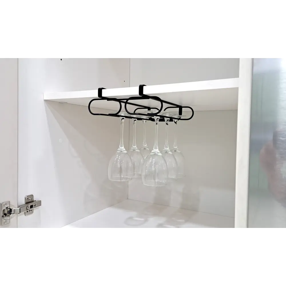 Фото Держатель для бокалов KONSENSA 22x7x27.5 см сталь цвет черный Фото Держатель для бокалов KONSENSA 22x7x27.5 см сталь цвет черный