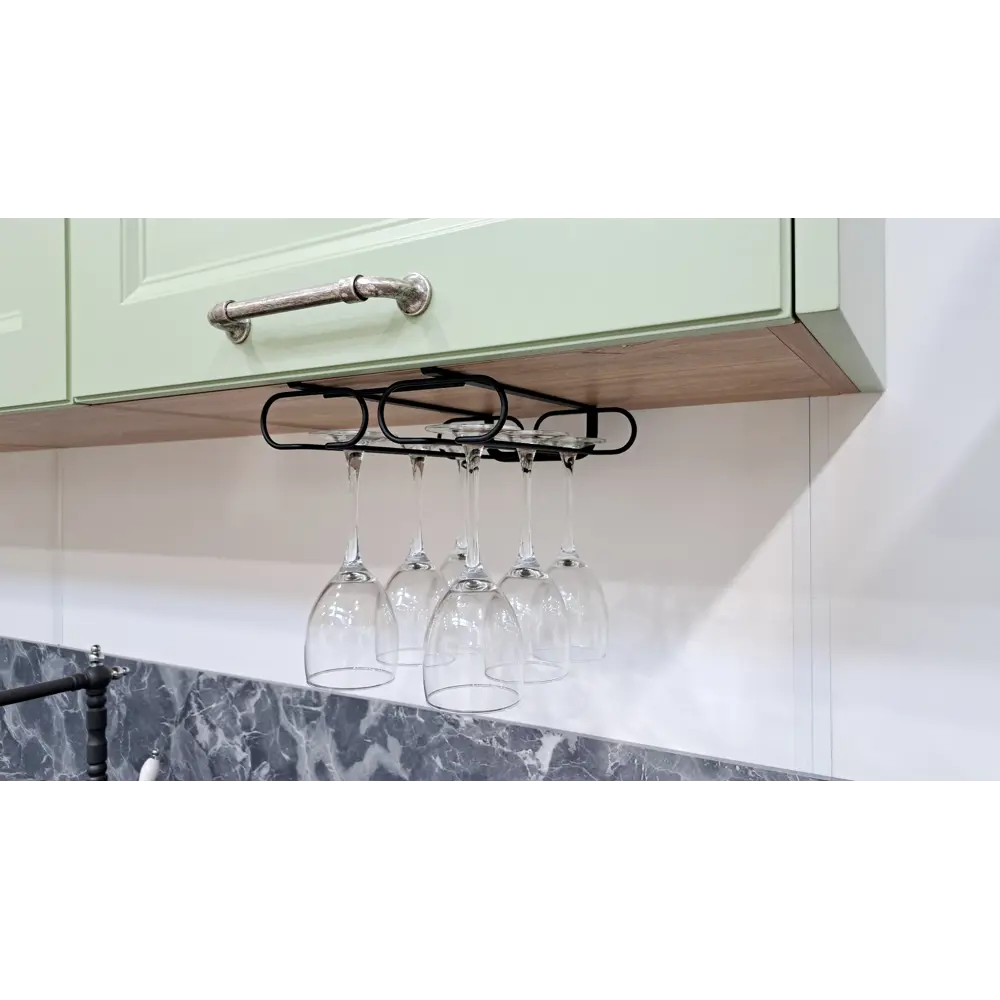 Фото 3 Держатель для бокалов KONSENSA 22x7x27.5 см сталь цвет черный Фото 3 Держатель для бокалов KONSENSA 22x7x27.5 см сталь цвет черный