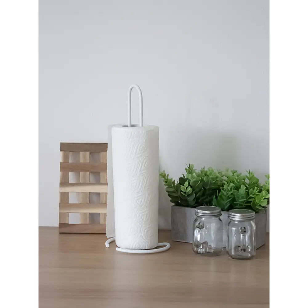 Фото 3 Держатель для кухонных бумажных полотенец KONSENSA 30 см сталь цвет белый