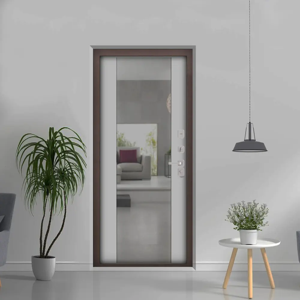 Фото 6 Входная дверь Дверипро Термо Д-68 правый 205x96см цвет медный антик/софт грей с зеркалом Фото 6 Входная дверь Дверипро Термо Д-68 правый 205x96см цвет медный антик/софт грей с зеркалом