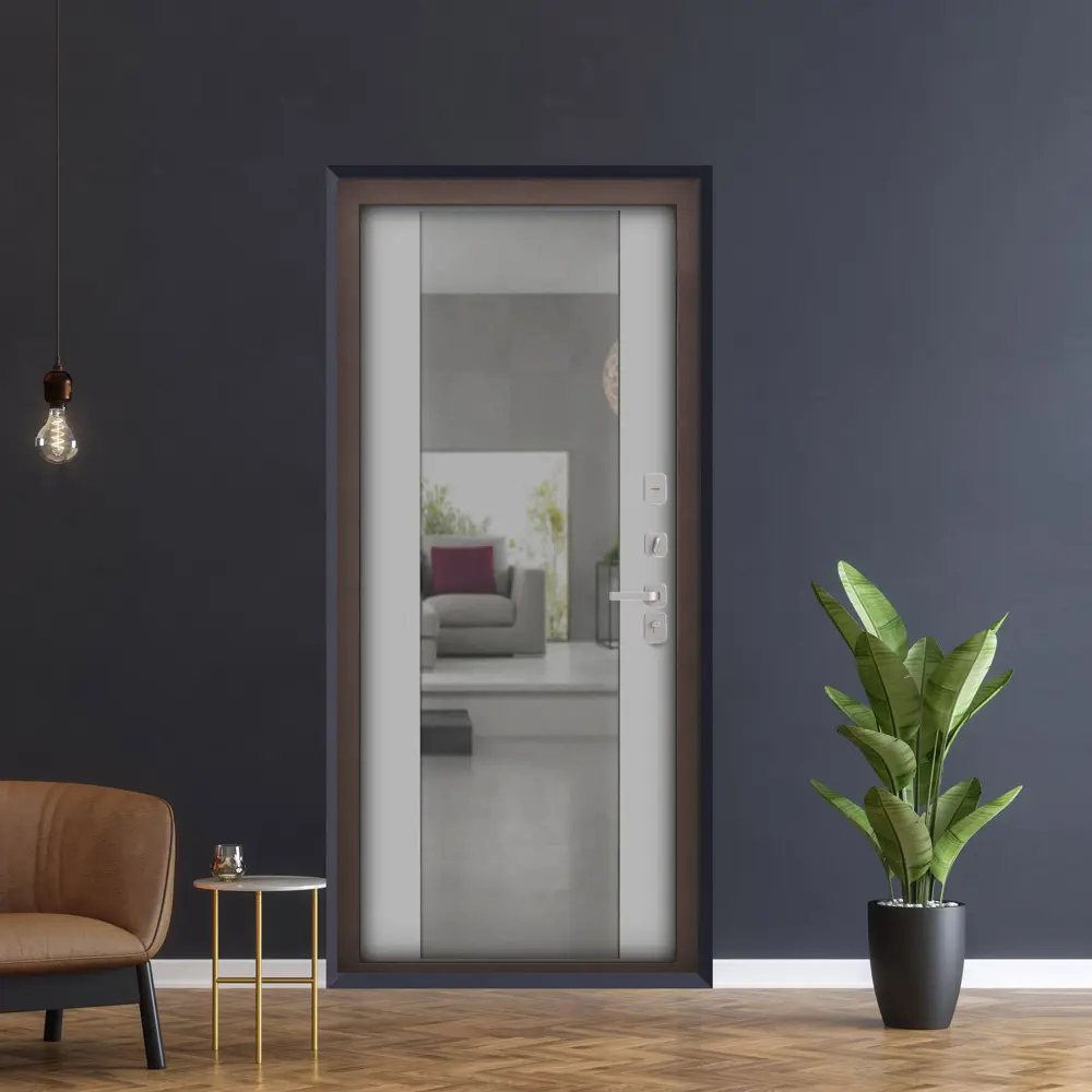 Фото 7 Входная дверь Дверипро Термо Д-68 правый 205x96см цвет медный антик/софт грей с зеркалом Фото 7 Входная дверь Дверипро Термо Д-68 правый 205x96см цвет медный антик/софт грей с зеркалом