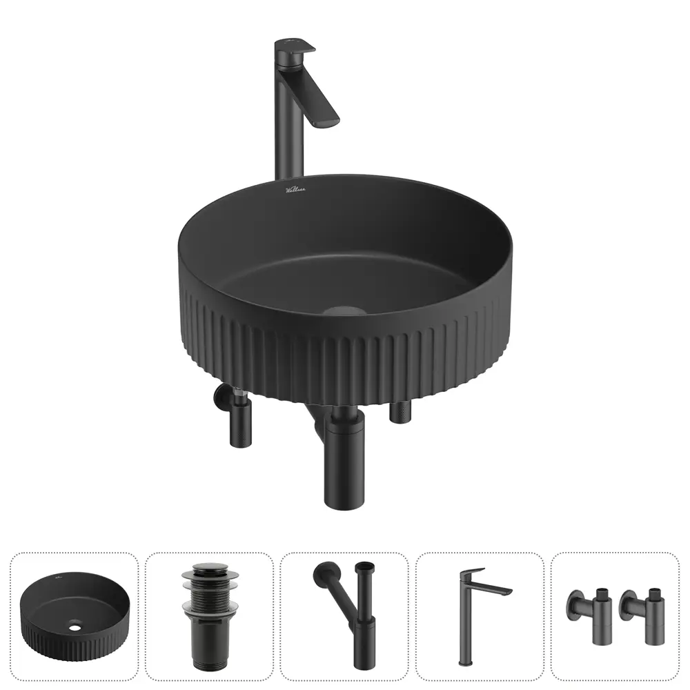 Фото Раковина Wellsee festive fox 2.0 20213712R 40см цвет раковина 5 в 1: д/к, сифон, смеситель, вентили