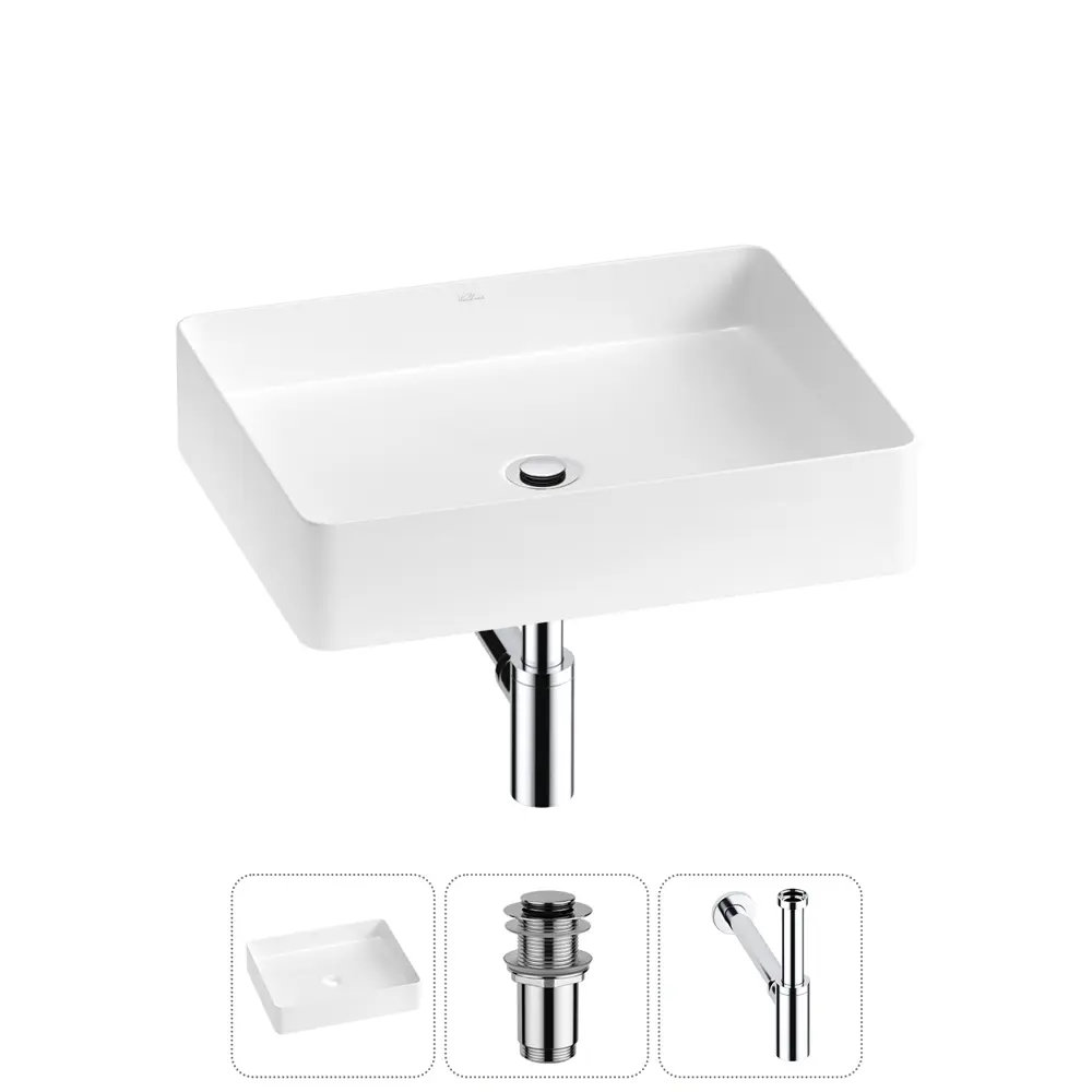 Фото Раковина Wellsee freedom 2.0 20214491R 51см цвет раковина 3 в 1: д/к, сифон