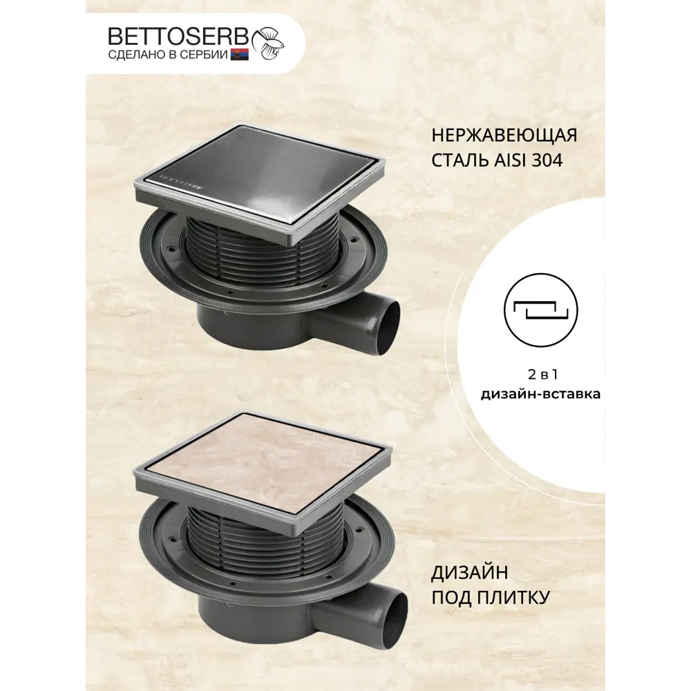 Фото 2 Трап для душа Bettoserb 13702556B комбинированный затвор 21x21 см abs-пластик Фото 2 Трап для душа Bettoserb 13702556B комбинированный затвор 21x21 см abs-пластик