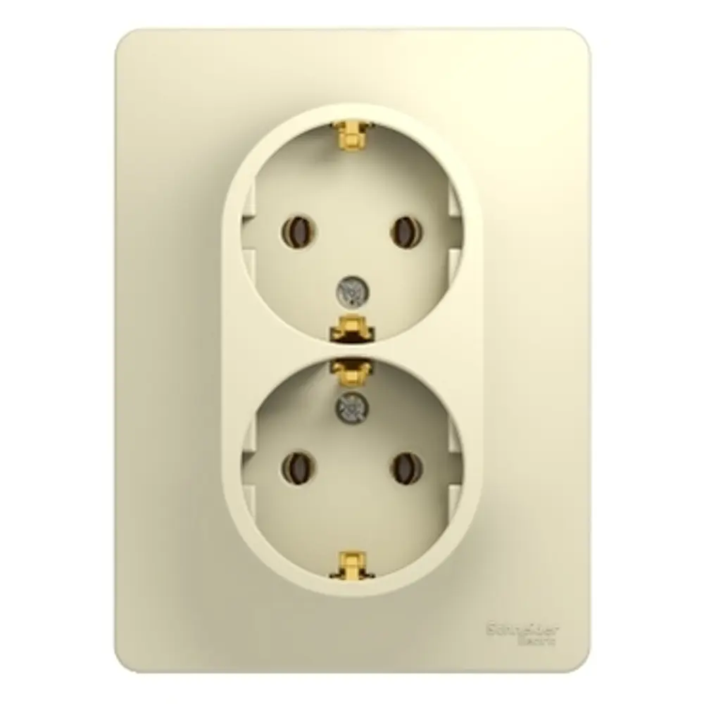 Фото Розетка двойная встраиваемая Systeme Electric Glossa с заземлением цвет бежевый Фото Розетка двойная встраиваемая Systeme Electric Glossa с заземлением цвет бежевый