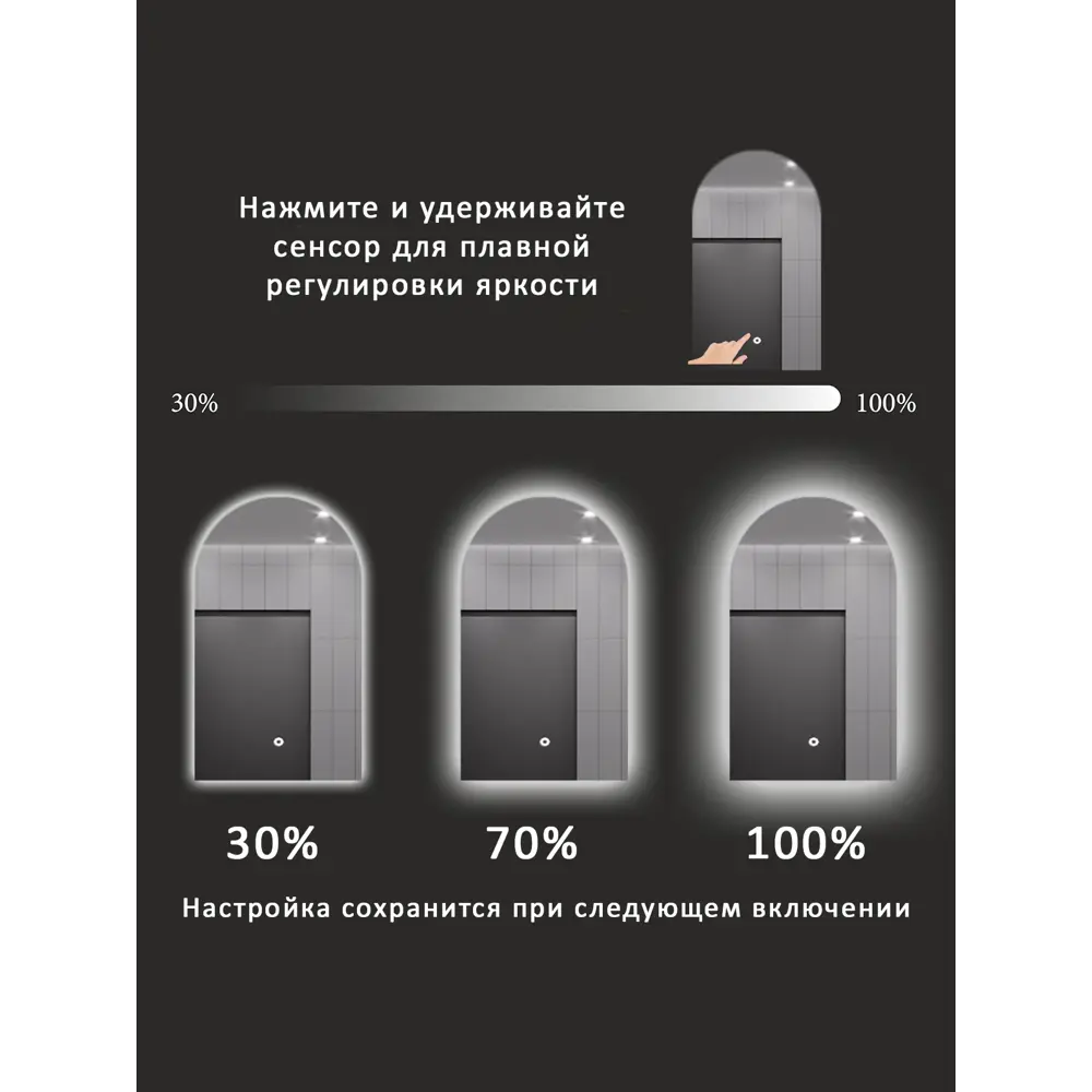 Фото 3 Зеркало Alias Метида 100x50 с LED-подсветкой 6000K подогрев Фото 3 Зеркало Alias Метида 100x50 с LED-подсветкой 6000K подогрев