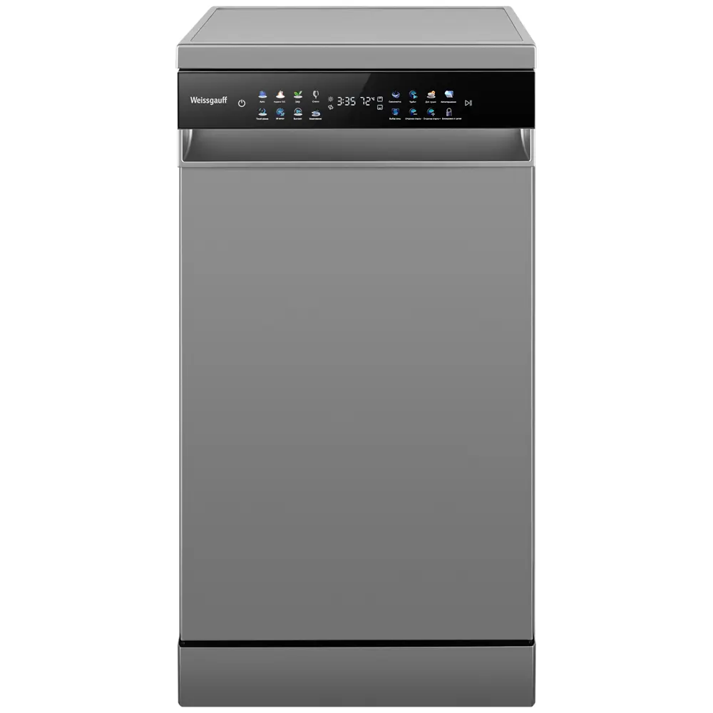 Фото 2 Отдельностоящая посудомоечная машина Weissgauff DW 4539 Inverter Touch AutoOpen 44.8 см 9 программ цвет серый/серебристый Фото 2 Отдельностоящая посудомоечная машина Weissgauff DW 4539 Inverter Touch AutoOpen 44.8 см 9 программ цвет серый/серебристый