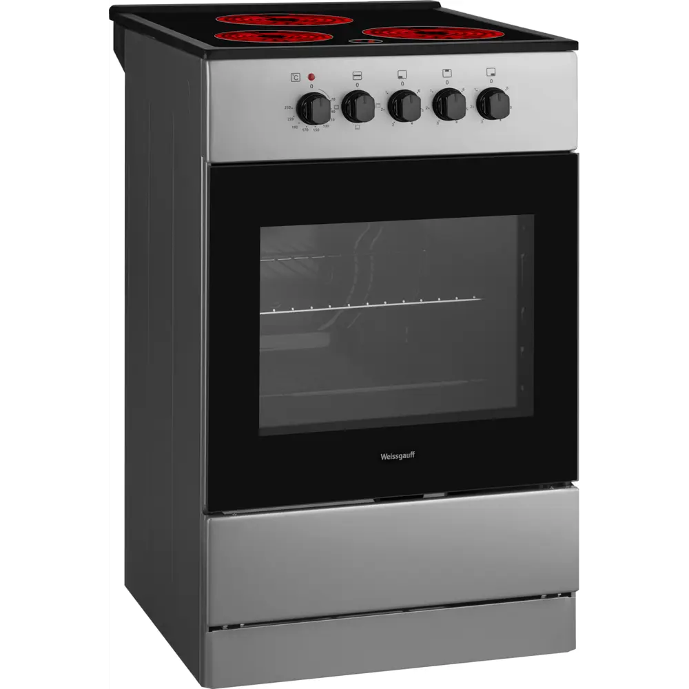 Фото 2 Электрическая плита с духовкой Weissgauff WES E2V05 S 50x85x56 см цвет серый/серебристый