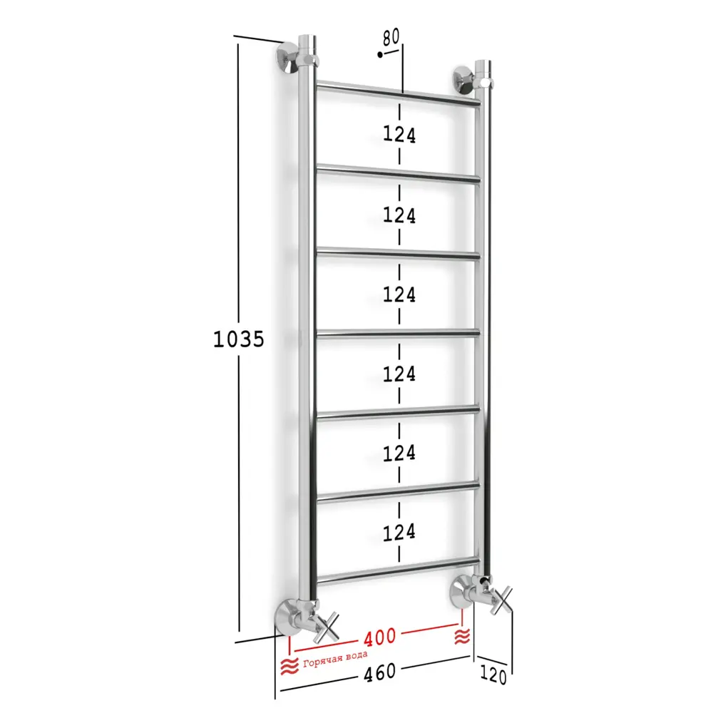 Фото 6 Полотенцесушитель водяной лесенка Onix Classic pro 40x100 см 1/2" нержавеющая сталь цвет хром Фото 6 Полотенцесушитель водяной лесенка Onix Classic pro 40x100 см 1/2" нержавеющая сталь цвет хром