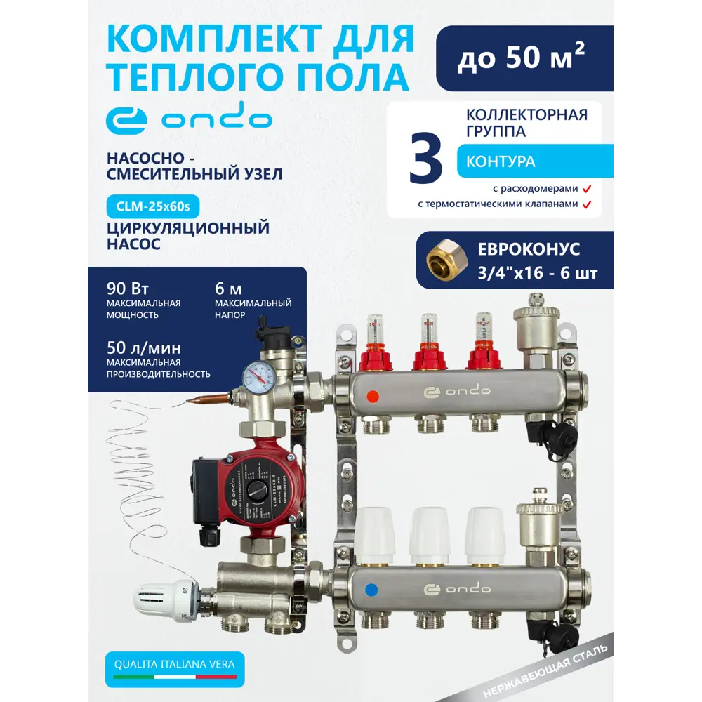 Фото Коллекторная группа с расходомерами Ondo 3SETKGNSUPMP 1"x3/4" евроконус 3 выхода нержавеющая сталь Фото Коллекторная группа с расходомерами Ondo 3SETKGNSUPMP 1"x3/4" евроконус 3 выхода нержавеющая сталь