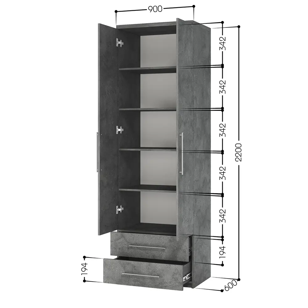 Фото 3 Шкаф распашной Гамма Мелодия МПЯ-21 с 2 дверями 90x220x60 см ЛДСП цвет серый ароза реликтовая Фото 3 Шкаф распашной Гамма Мелодия МПЯ-21 с 2 дверями 90x220x60 см ЛДСП цвет серый ароза реликтовая
