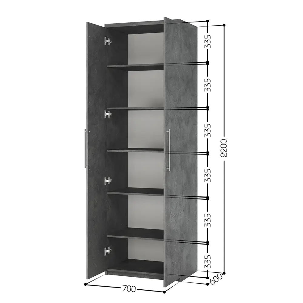 Фото 3 Шкаф распашной Гамма Мелодия МП-21 с 2 дверями 70x220x60 см ЛДСП цвет серый ароза реликтовая