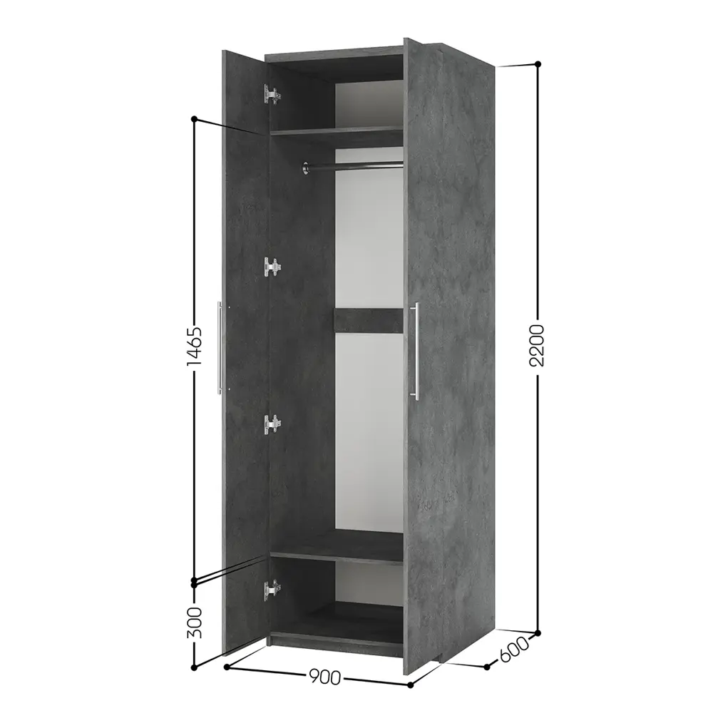 Фото 3 Шкаф распашной Гамма Мелодия МШ-21 с 2 дверями 90x220x60 см ЛДСП цвет серый ароза реликтовая Фото 3 Шкаф распашной Гамма Мелодия МШ-21 с 2 дверями 90x220x60 см ЛДСП цвет серый ароза реликтовая