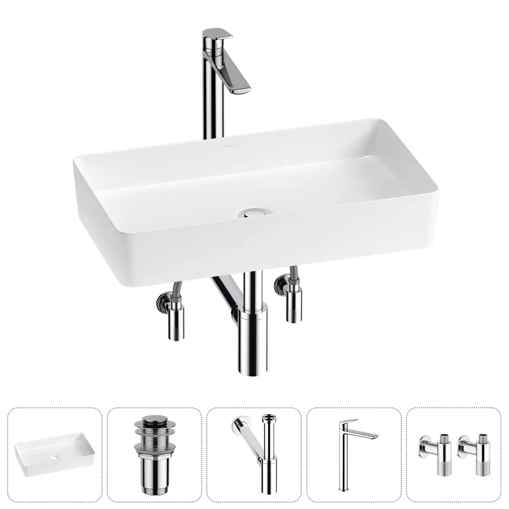 Фото Раковина Wellsee freedom 2.0 20214547R 60см цвет раковина 5 в 1: д/к, сифон, смеситель, вентили Фото Раковина Wellsee freedom 2.0 20214547R 60см цвет раковина 5 в 1: д/к, сифон, смеситель, вентили