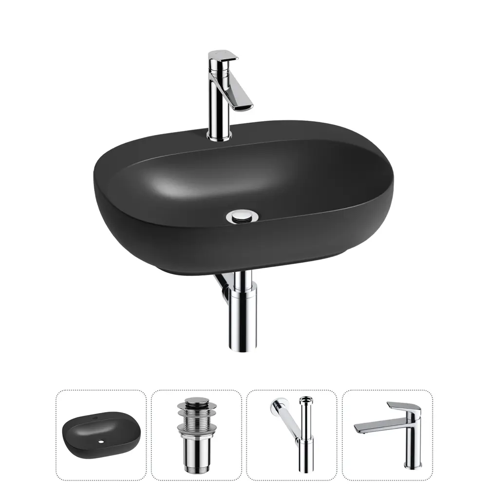Фото Раковина Wellsee pro line 20212443R 53см цвет раковина 4 в 1: д/к, сифон, смеситель Фото Раковина Wellsee pro line 20212443R 53см цвет раковина 4 в 1: д/к, сифон, смеситель