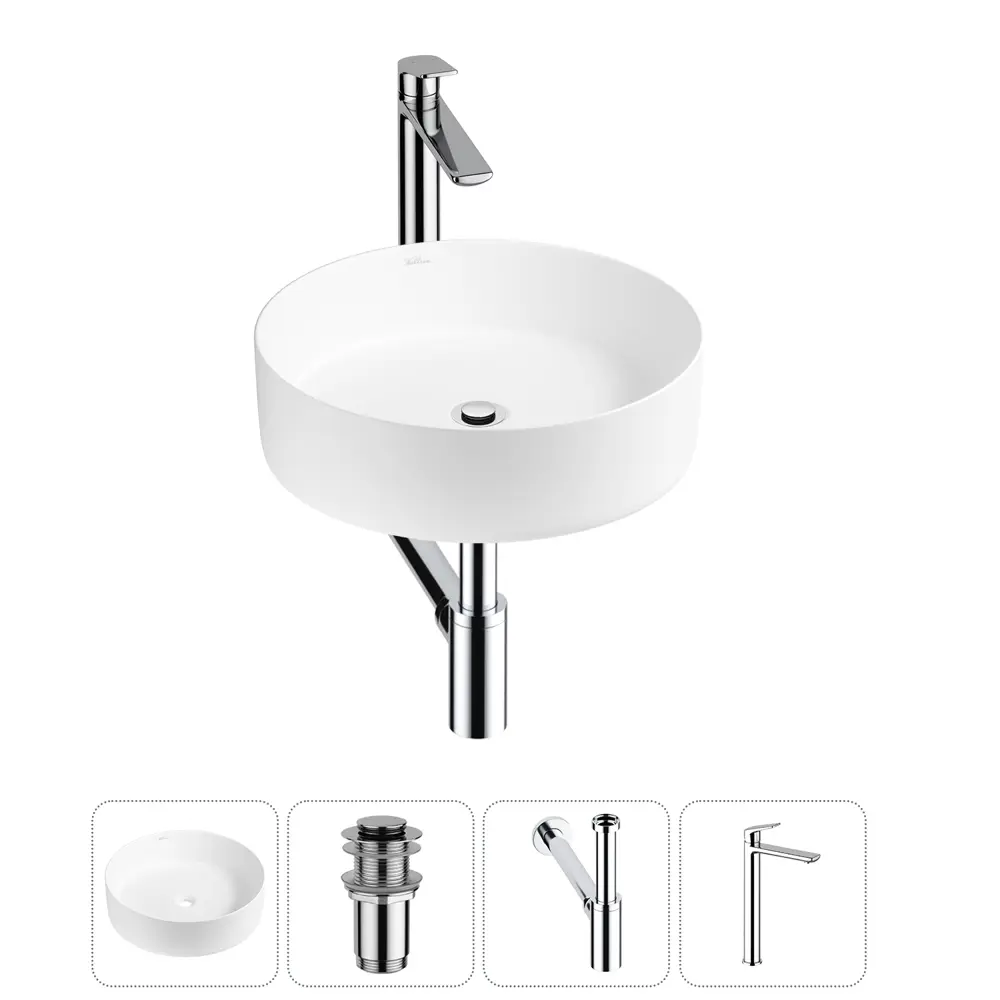 Фото Раковина Wellsee coax 20213935R 36см цвет раковина 4 в 1: д/к, сифон, смеситель Фото Раковина Wellsee coax 20213935R 36см цвет раковина 4 в 1: д/к, сифон, смеситель