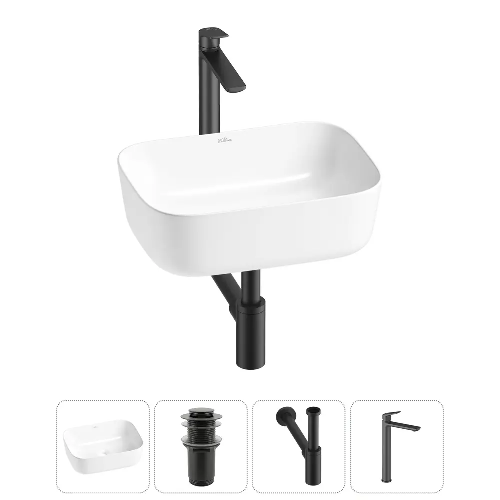 Фото Раковина Wellsee preen 20214212R 40см цвет раковина 4 в 1: д/к, сифон, смеситель Фото Раковина Wellsee preen 20214212R 40см цвет раковина 4 в 1: д/к, сифон, смеситель