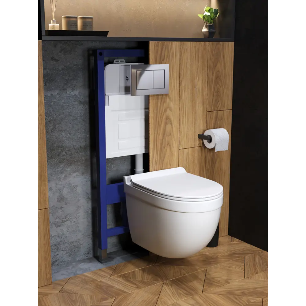 Фото 7 Комплект инсталляция с унитазом и кнопкой 3 в 1 Watersense W00597 инсталляция безободковый подвесной унитаз Camila кнопка хром Фото 7 Комплект инсталляция с унитазом и кнопкой 3 в 1 Watersense W00597 инсталляция безободковый подвесной унитаз Camila кнопка хром