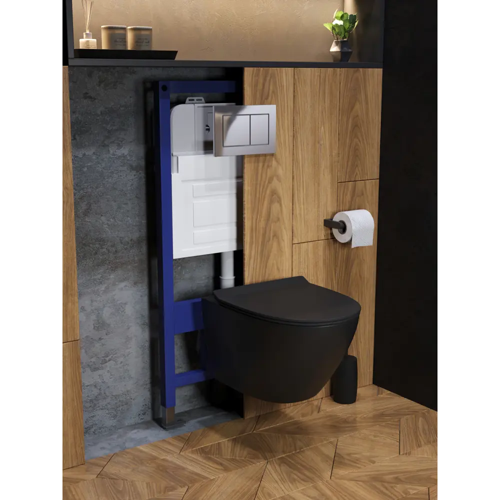 Фото 7 Комплект инсталляция с унитазом и кнопкой 3 в 1 Watersense W00601 инсталляция безободковый подвесной унитаз Milana Pro Vortex черный матовый кнопка хром Фото 7 Комплект инсталляция с унитазом и кнопкой 3 в 1 Watersense W00601 инсталляция безободковый подвесной унитаз Milana Pro Vortex черный матовый кнопка хром