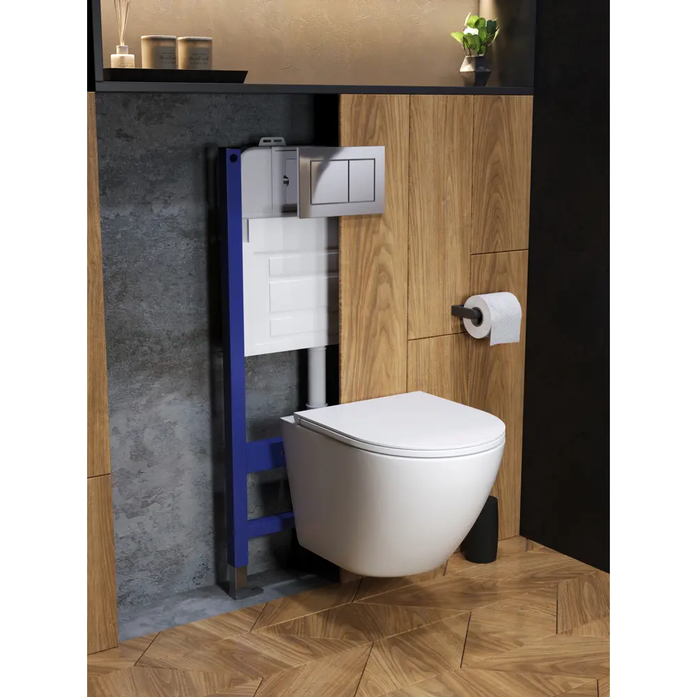 Фото 7 Комплект инсталляция с унитазом и кнопкой 3 в 1 Watersense W00646 инсталляция безободковый подвесной унитаз Milana Vortex кнопка хром Фото 7 Комплект инсталляция с унитазом и кнопкой 3 в 1 Watersense W00646 инсталляция безободковый подвесной унитаз Milana Vortex кнопка хром