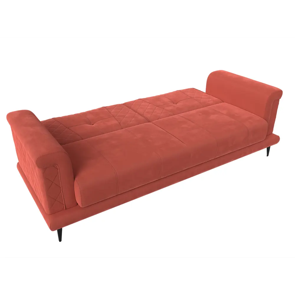 Фото 6 Диван прямой Лига Диванов Неаполь 227x90x93 см микровельвет цвет коралловый